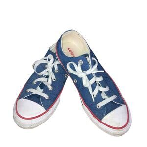 Women’s Converse Low Navy Eyelet Sneakers with Red Trim-size 6